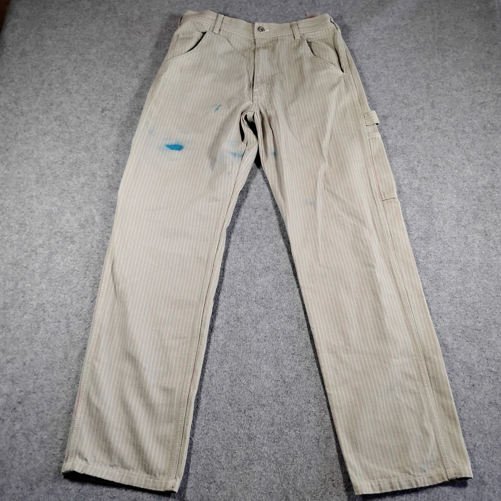 Stan Ray Mens Hickory Stripe Painter Pants Tan Green Carpenter Workwear 31x31